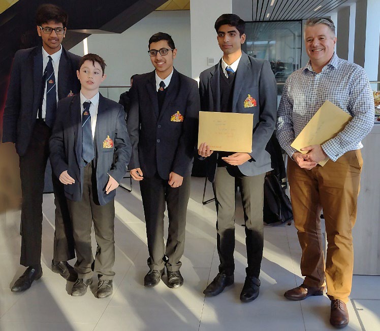 The winning team from King Edward's School for Boys (Edgbaston) with their certificates The winning team from King Edward's School for Boys (Edgbaston) with their certificates